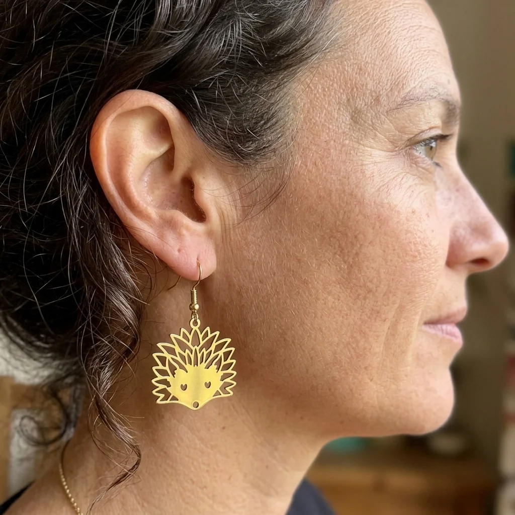 Boucles d'oreilles Niglo portées sur lobe d'oreille par une femme