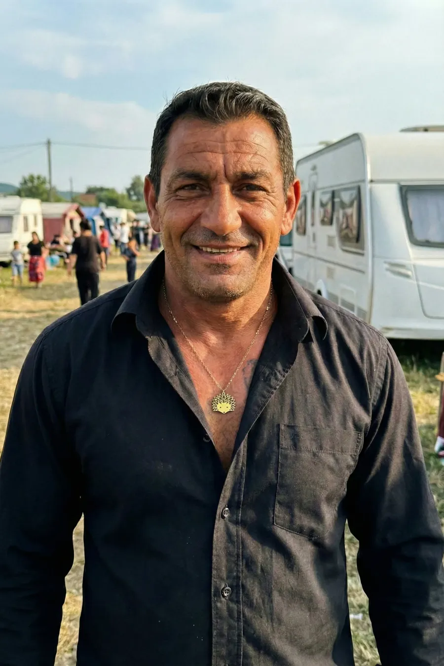 Homme voyageur portant le collier Niglo
